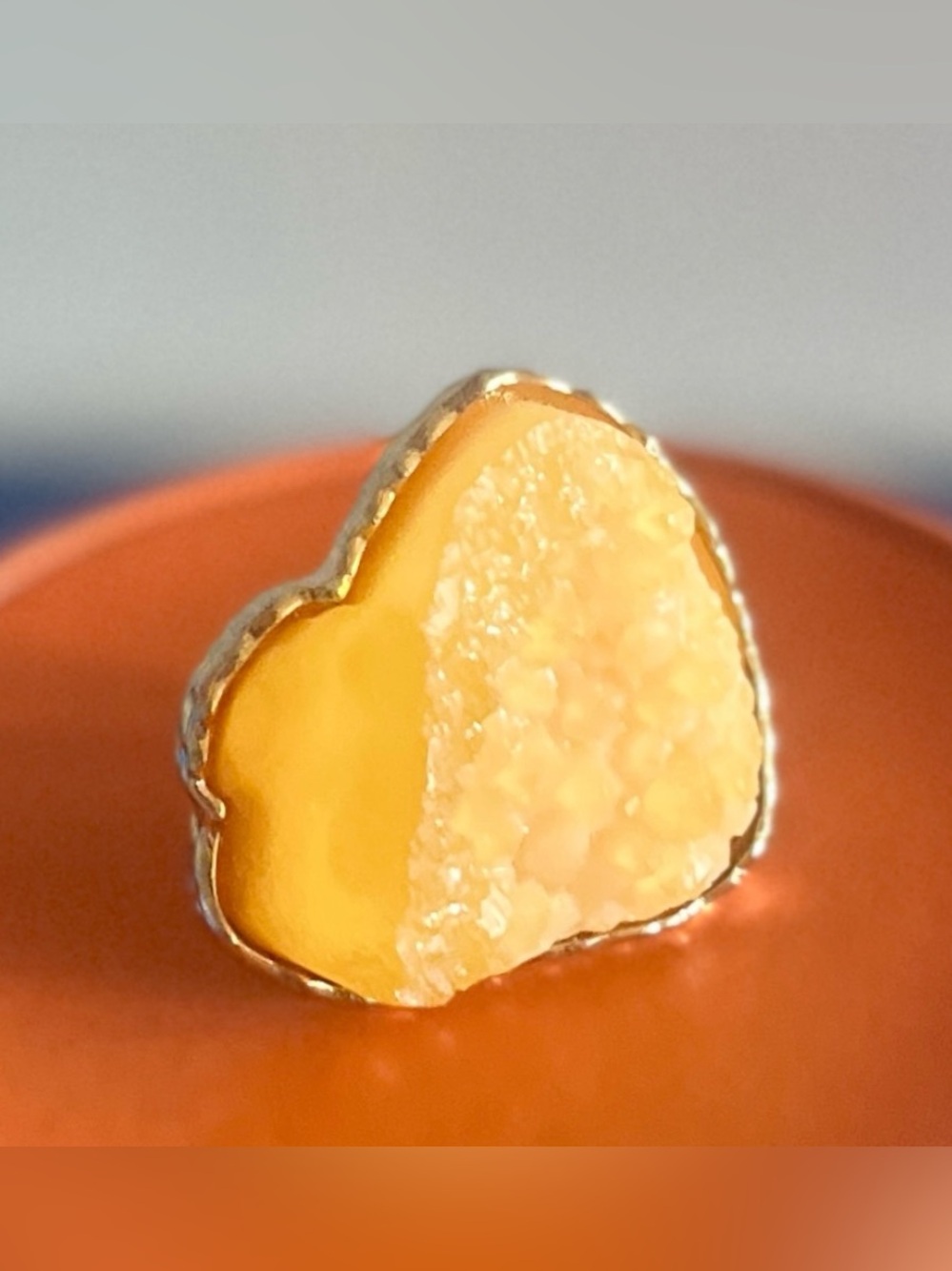 Vintage Boho Raw Yellow Crystal
Statement Ring sz.6